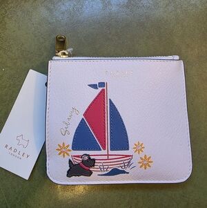 RADLEY LONDON Pink Sailboat Coin Purse with Blue & Red Applique